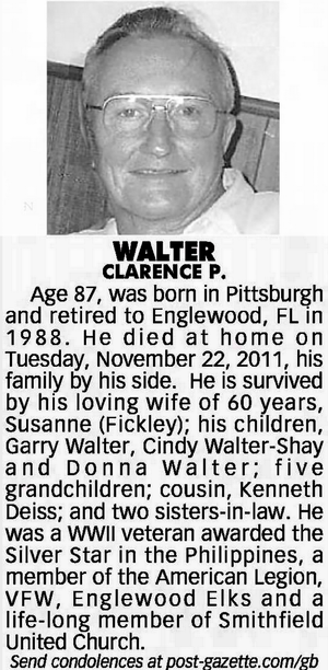 Clarence P Walter Obituary