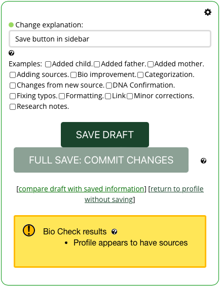 Save buttons in the sidebar