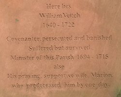 Highlight of inscription on gravestone of William Veitch