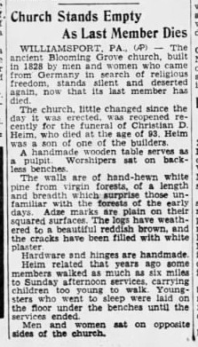 27 Mar 1935 - Church Stands Empty As Last Member Dies