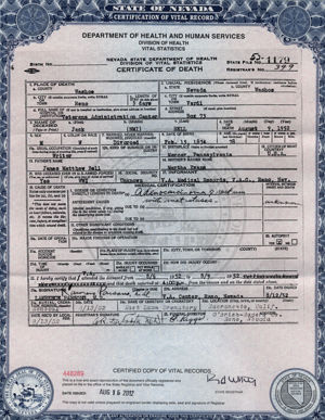 Jack Bell Death Certificate