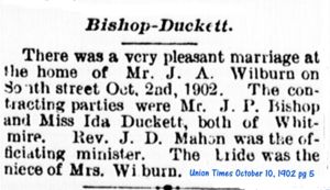 Bishop-Duckett marriage