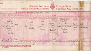 Ronald Fletcher birth certificate