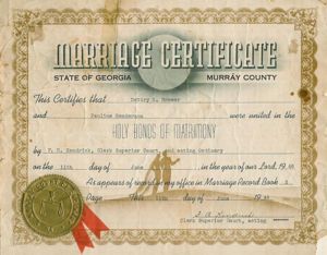 Dott Brewer and Pauline Henderson Marriage Certificate