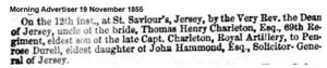 Marriage of Captain Thomas Henry Charleton 69th Regt. to Penrose Durrell Hammond.