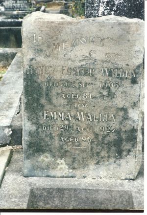 Gravestone for Henry Forster Walden and his third wife Emma