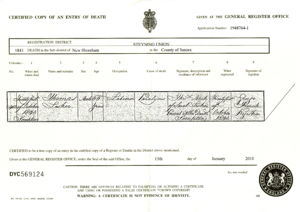 Thomas Lisher death certificate