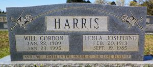Headstone for Gordon and Leola Harris