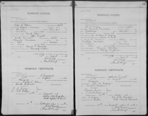 Marriage Record: John M Gregory and Anna B Mullin, 1906