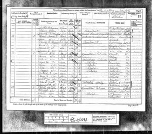 1881 Census showing the family of Samuel and Frances Hills