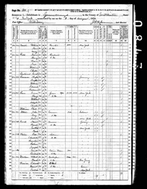 James & Nancy Bates family, 1870 census