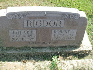 Alta Rigdon & Robert Rigdon Grave Marker