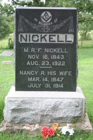 Moses R. F. Nickell and wife tombstone