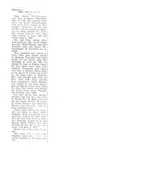 1947 Obituary of Mary Helen McConnelogue Lake