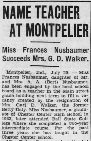 Frances Nusbaumer hired as Teacher