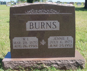 Jennie Burns' Tombstone