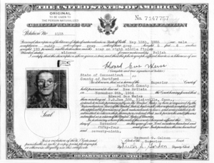 Edward Weiss Certificate of Naturalization