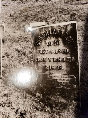 Job Whitmarsh headstone at the Keeney Settlement Cemetery.
