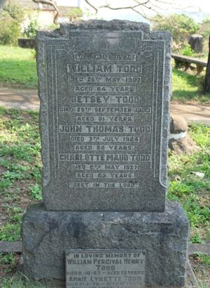 Headstone of William Todd and Betsey Todd (nee Groom) and Family