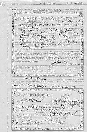 Wiley P Berry and Ida Ann Wilson Marriage Certificate