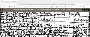 Johann George Minnich And Catarina Margaretha Guthman Marriage Record Excerpt.JPG