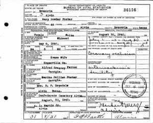 Mary Bowder Foster - Death Certificate