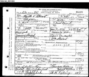 Myrtle E. Stewart's Death Certificate.