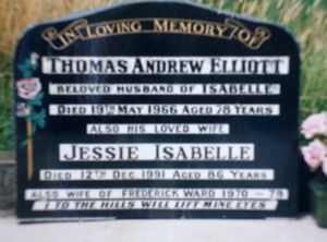 Headstone of Thomas and Isabelle Elliott