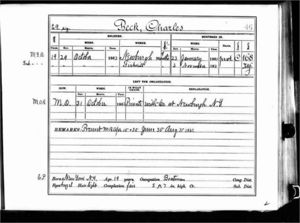 Charles Beck Muster Roll for 168th New York Infantry