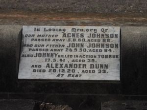 Alexander Dunn, and Agnes, John and johny Johnson