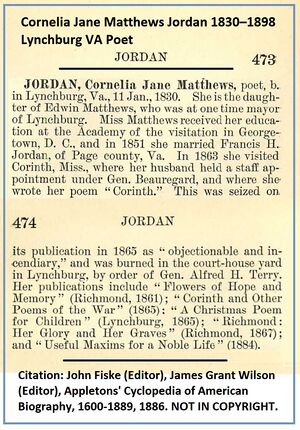 2020-10-23 Cornelia Jane Matthews Jordan 1830–1898 Lynchburg VA Poet 2.jpg