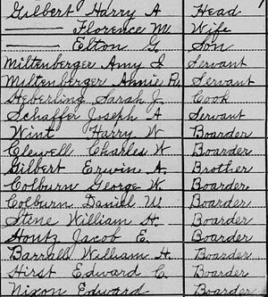 Harry A Gilbert household, 1920 US Census