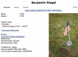 Benjamin Reigel's grave