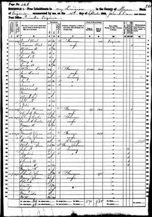 1860 US Census for Clara Burke Lane