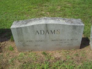 Capt John Adams and Margaret H Myer Adams Memorial