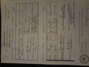 Marriage certificate George Albert Burns and Florence McGeary