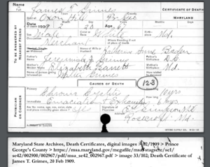 death certificate for James T. Grimes