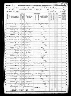 1870 Census Hance W Hall
