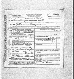 Death Certificate for son Sherman