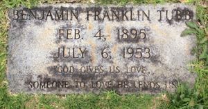 Headstone for Benjamin Franklin Tubbs