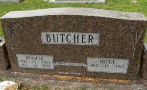 Kenneth Butcher and Hettie grave marker at: Cotton Plant Memorial Cemetery, Woodruff County, Arkansas, United States