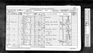 1871 Census showing Eliza Hall as a scholar aged 9 with her parents and two brothers