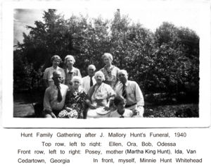 Hunt family gathered for J. Mallory Hunt's funeral, 1940