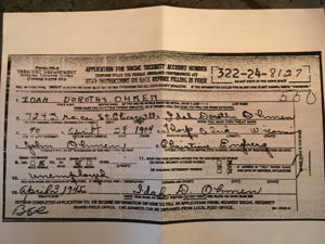 Idah Dorothy Ohmen Application for Social Security Account Number