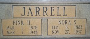 Pink & Nora S Jarrell Headstone