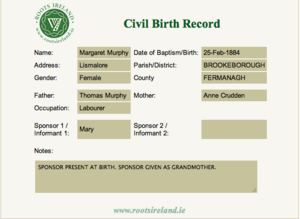 Margaret Fox Birth Cert