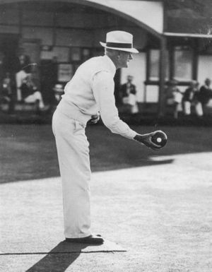 George Taylor playing lawn bowls