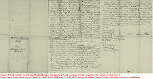 Will of Matthew Armstrong of Lincoln County, North Carolina- 6 May 1779