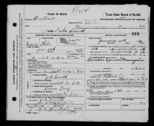 Lola Smith - Texas Death Certificate