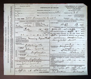 William Rosswell Wood Death Certificate